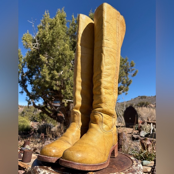 FRYE ๐บ๐ธ Campus Banana Vintage OTK Tall Boots Size 10 - Picture 5 of 16